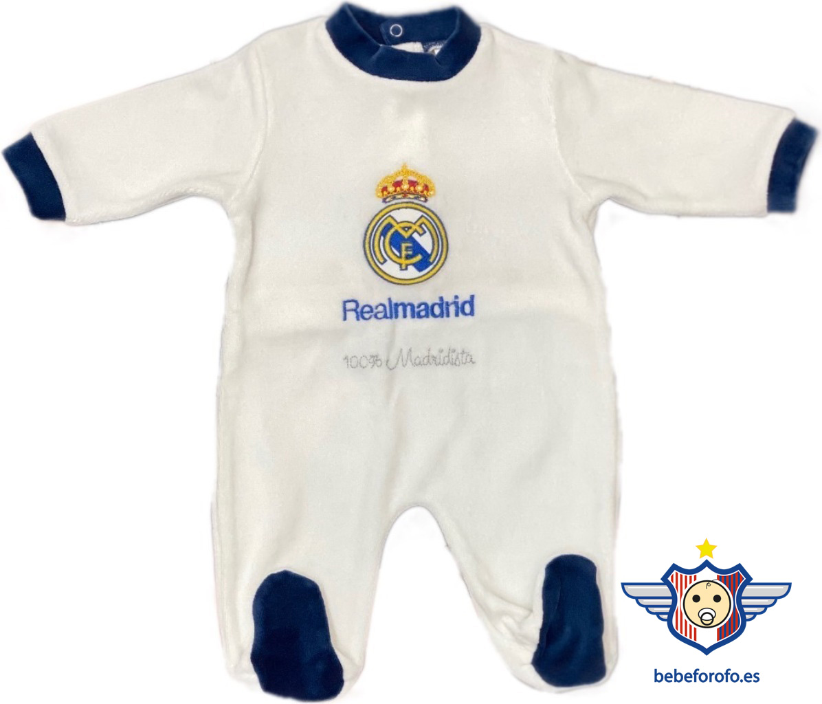 Pack bebe Real Madrid CF| recién nacido regalo Real Madrid CF gorrito,  manoplas , patucos pijama 2 piezas