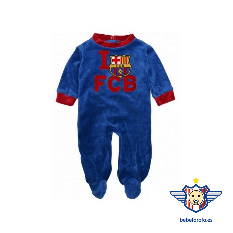 Pijama largo de algodón para Bebé BARÇA FC Barcelona Pelele Estampado Gris